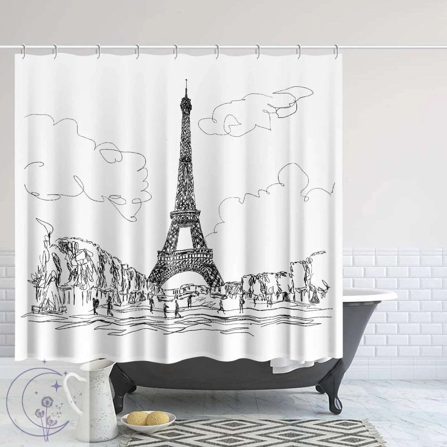 shower curtain, Paris shower curtain, bathroom decor, Paris theme bathroom