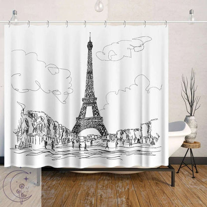 shower curtain, Paris shower curtain, bathroom decor, Paris theme bathroom