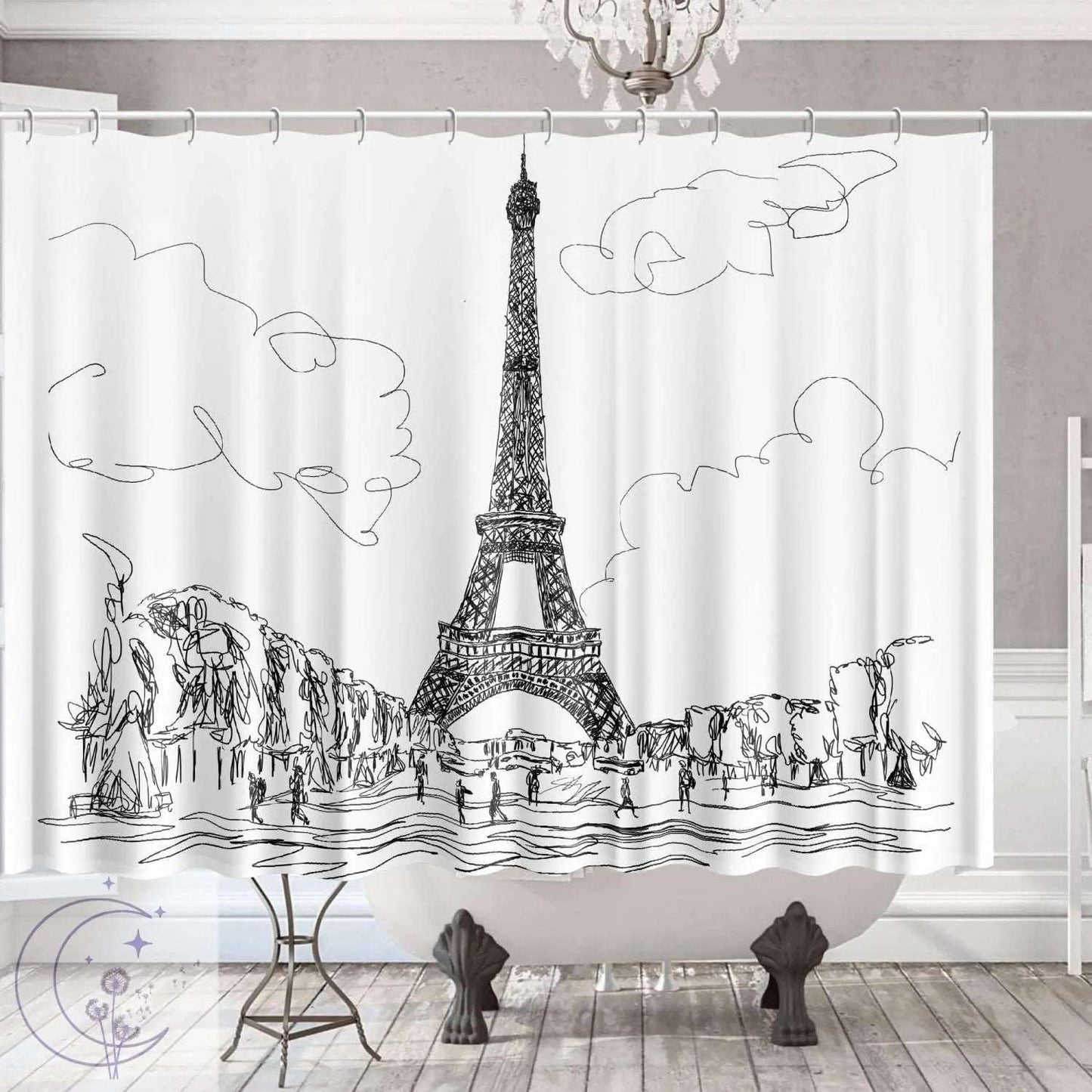 shower curtain, Paris shower curtain, bathroom decor, Paris theme bathroom