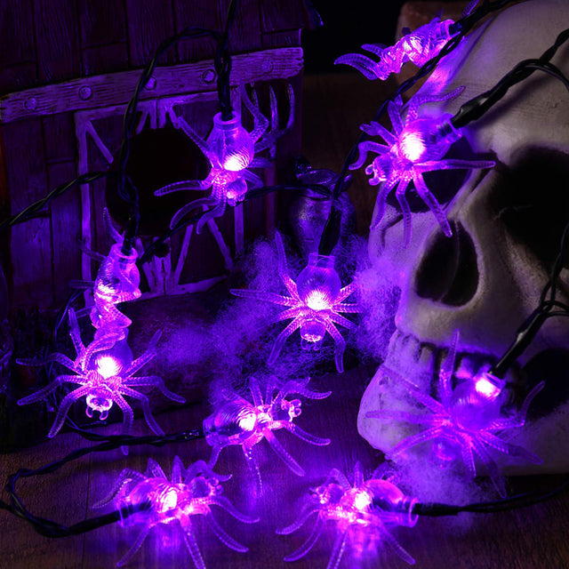 LED Halloween Light Purple Spider Lights 3M 20leds